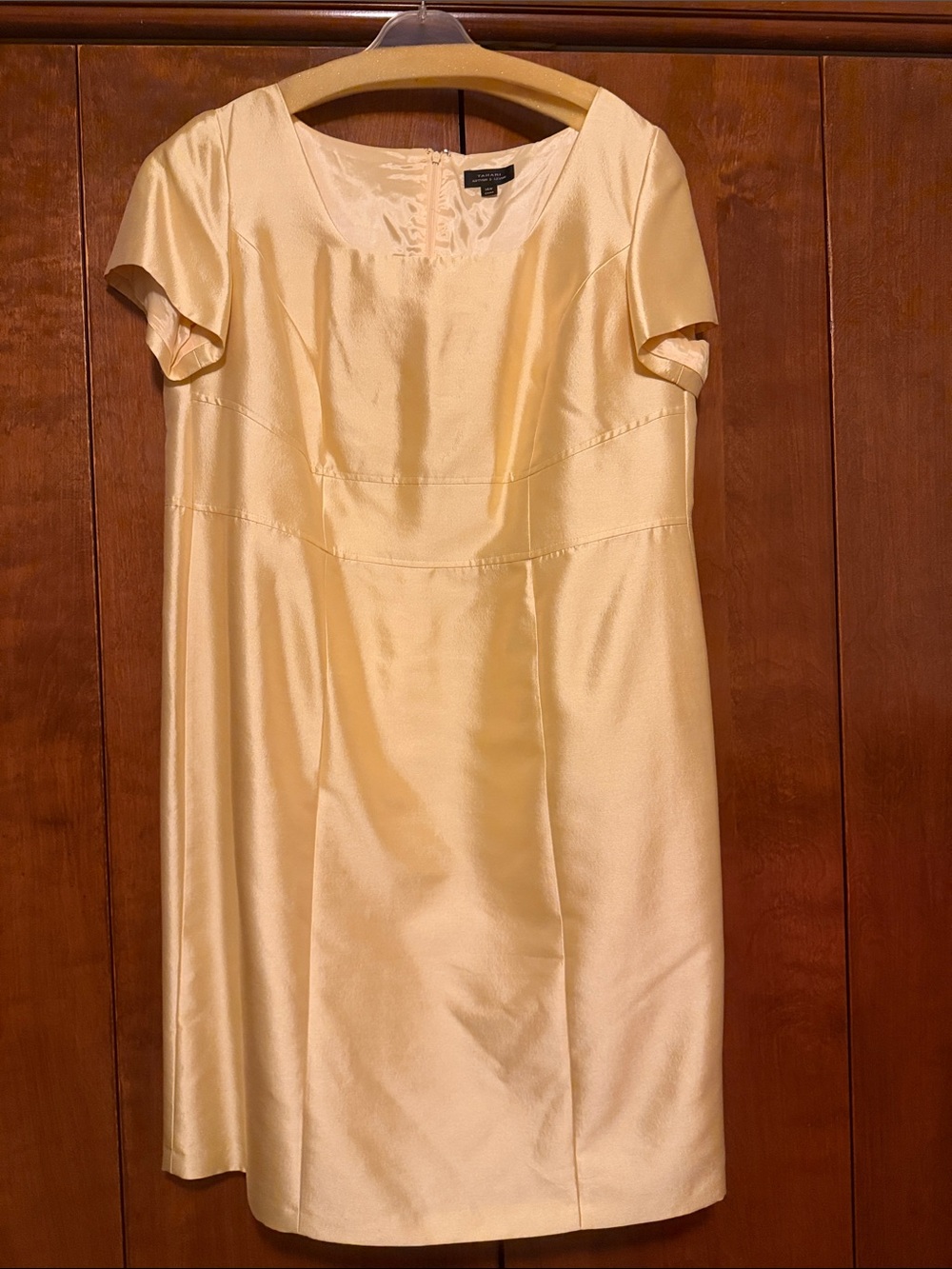 Tahari Light Gold Satin Midi Dress